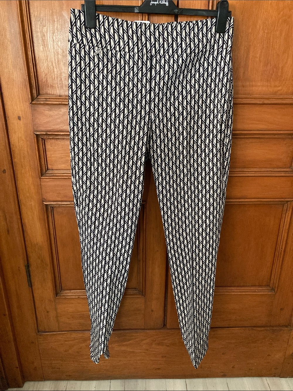 Joseph Ribkoff Black and White Geometric Skinny Pants